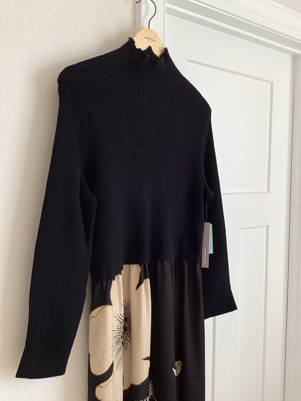 🦋Anthropologie Thea Long Sleeve Twofer Maxi Dress New 2X Butterfly Floral Black - Picture 8 of 16